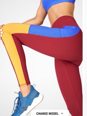 Fabletics PowerHold Leggings Womens M High Rise Colorblock Side Pocket